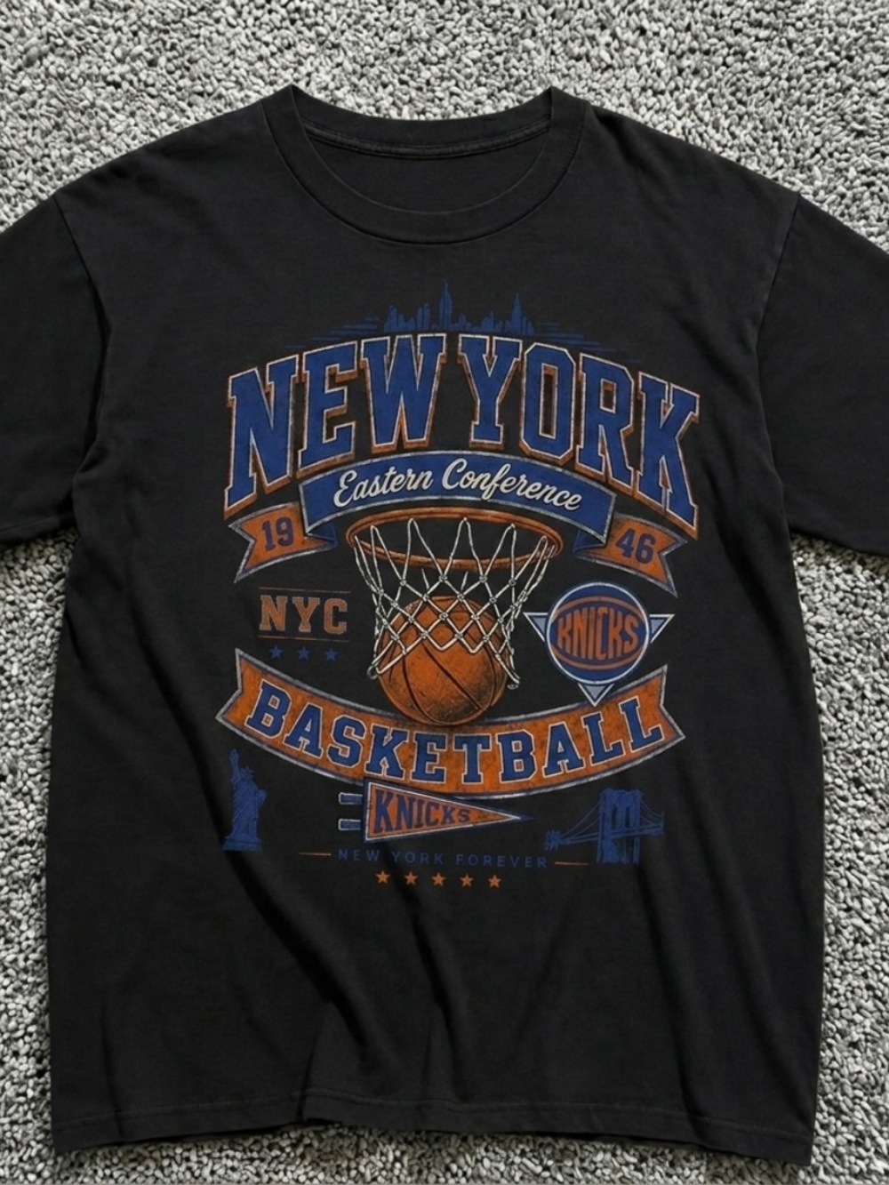 New York Knicks Black Basketball Graphic Tee Unbranded Oversized Size L